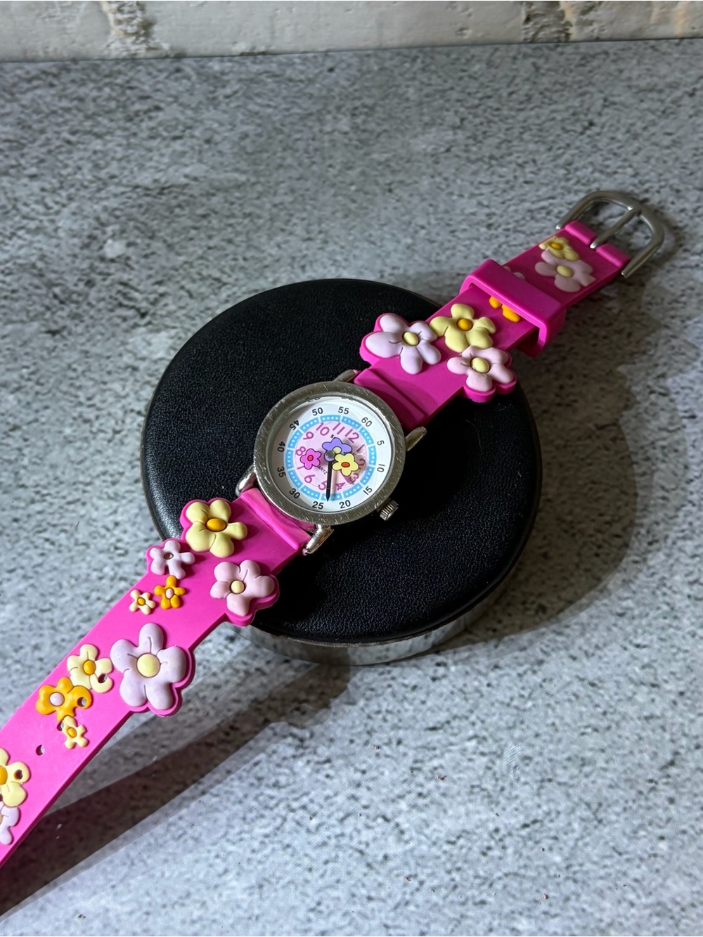 Solo Time Pink Floral Silicone Kids Watch with Colorful Flowers - Picture 5 of 6